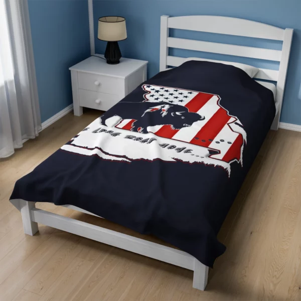 Velveteen Plush Blanket - Missouri - LRH - navy